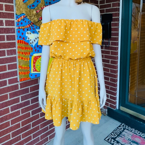 Charlotte Russe Dark Mustard Yellow PolkaDot Dress - Picture 8 of 8
